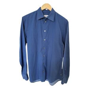 Armani Collezioni Navy Blue White Dot Print Button Down Size M Cotton